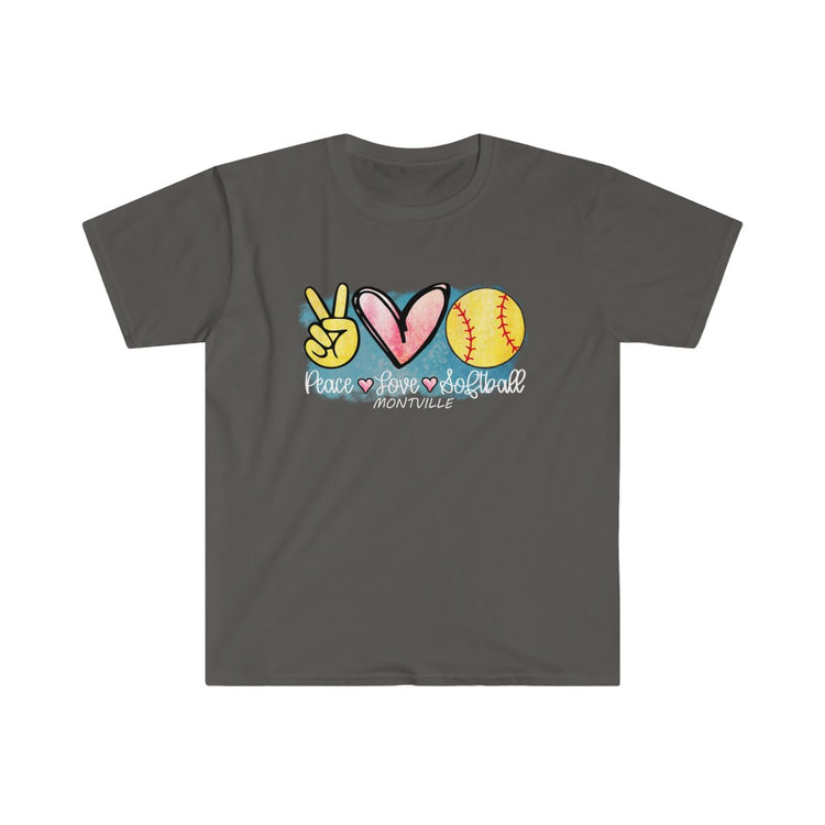Peace Love Softball Montville Unisex Softstyle T-Shirt